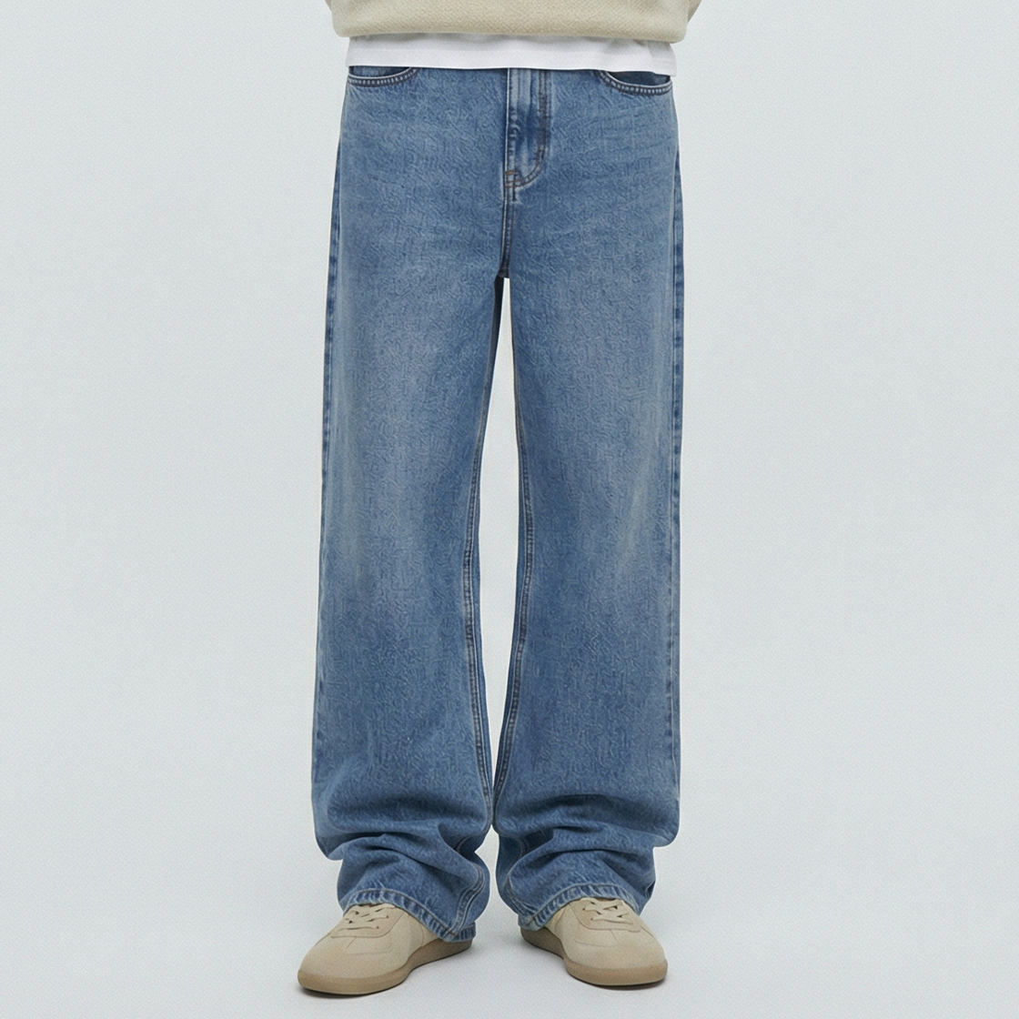 크로스닷 포즈 와이드 워싱 데님 팬츠 6 Color [CRDD_5001]_중청(CROSSDOT Pose wide-washed denim pants 6 Color [CRDD_5001]_Medium Blue) - 2