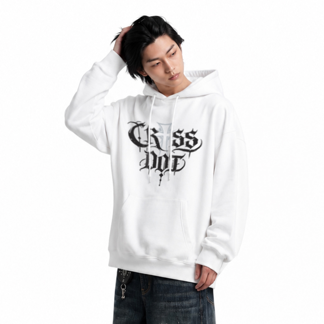 크로스닷 블랭크 오버핏 후드티셔츠 5 Color [CRDI_4006]_화이트(CROSSDOT Blank Oversized fit hooded t-shirt 5 Color [CRDI_4006]_White) - 3