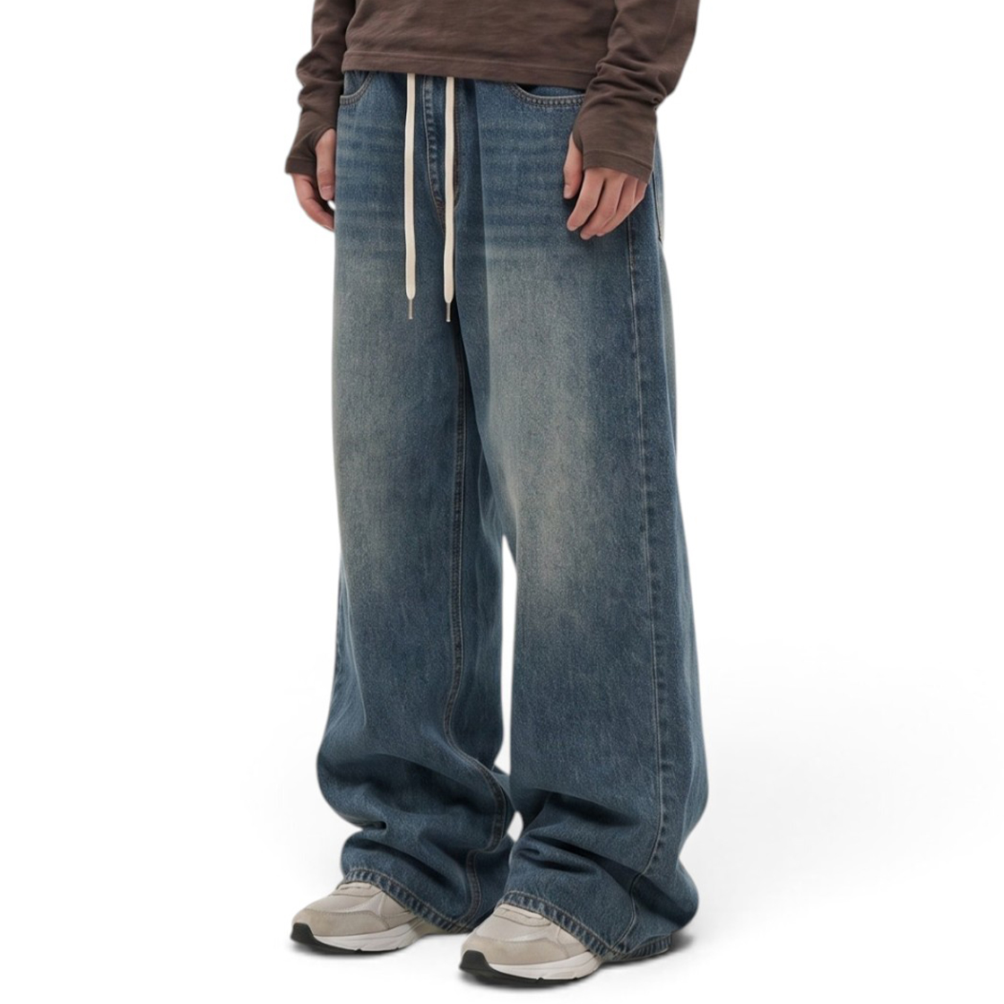 크로스닷 브릭 밴딩 와이드 워싱 데님 팬츠 3 Color [CRDD_5014]_중청(CROSSDOT Brick banding wide washed denim pants 3 Color [CRDD_5014]_Medium Blue) - 3