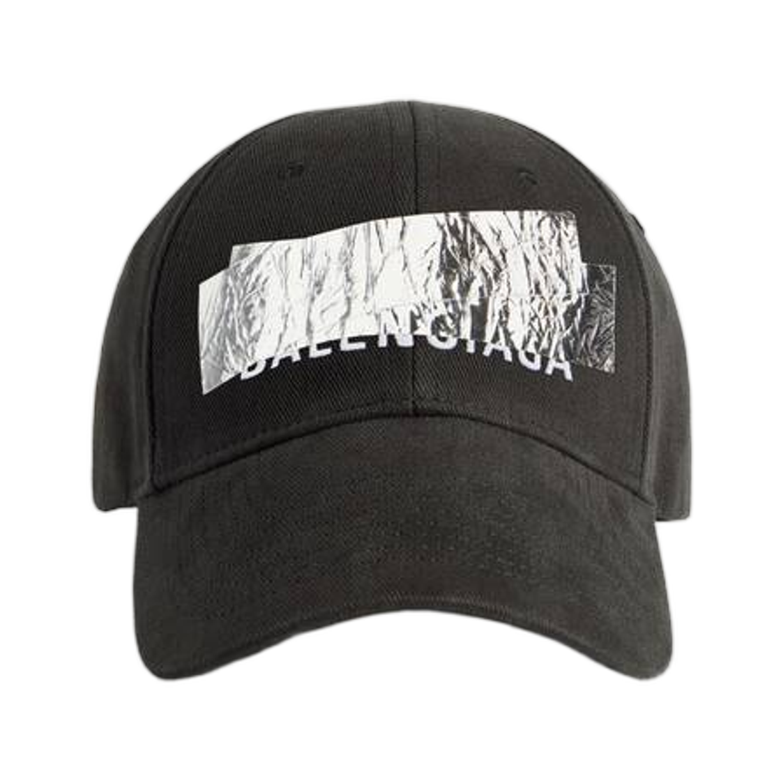 A009HA4E1B31000 Balenciaga Silver Tape Balenciaga Back Cap Black
