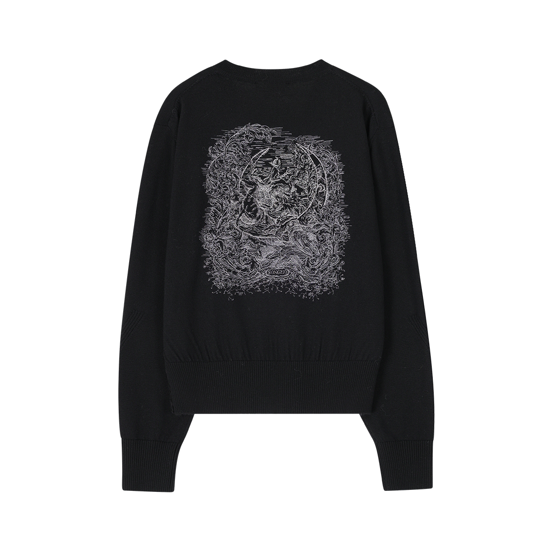 WI5KT510BK (W) SONGZIO Crescent Embroidered V Neck Knit Black