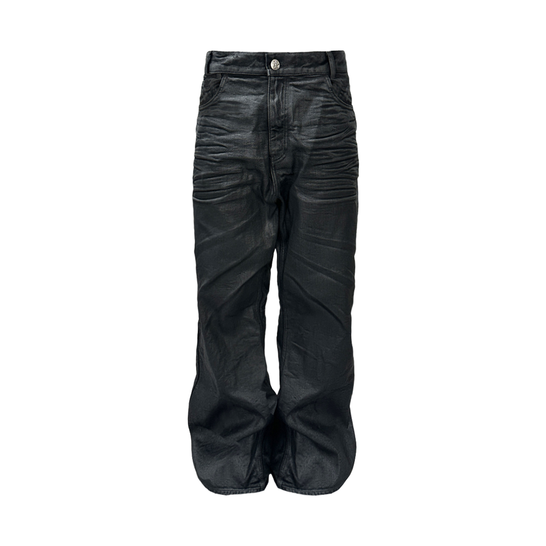 AXAWPTD21-BK AX CONNECTION Waxed Surface Wide Jeans