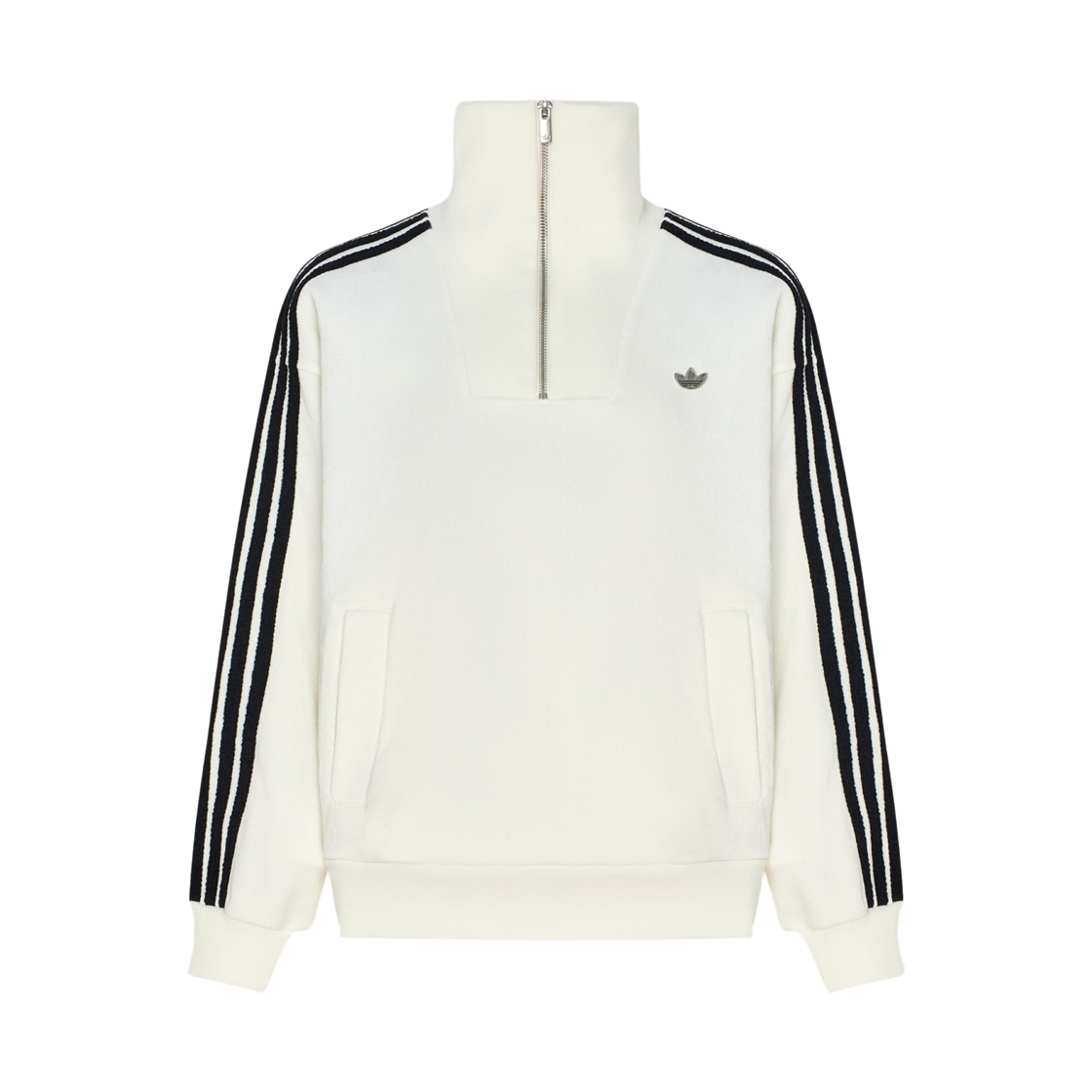 LH9660 (W) Adidas Adicolor Chenille Half Zip Up Sweatshirt Off White - KR Sizing