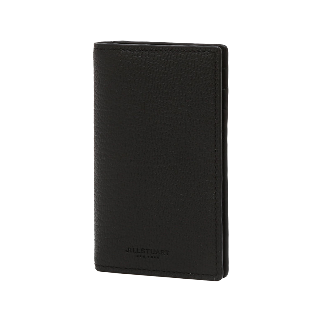 JUHO6F914BK JILLSTUART NEWYORK ACC Black Embossed Logo Cowhide Leather Card Holder JUHO6F914BK