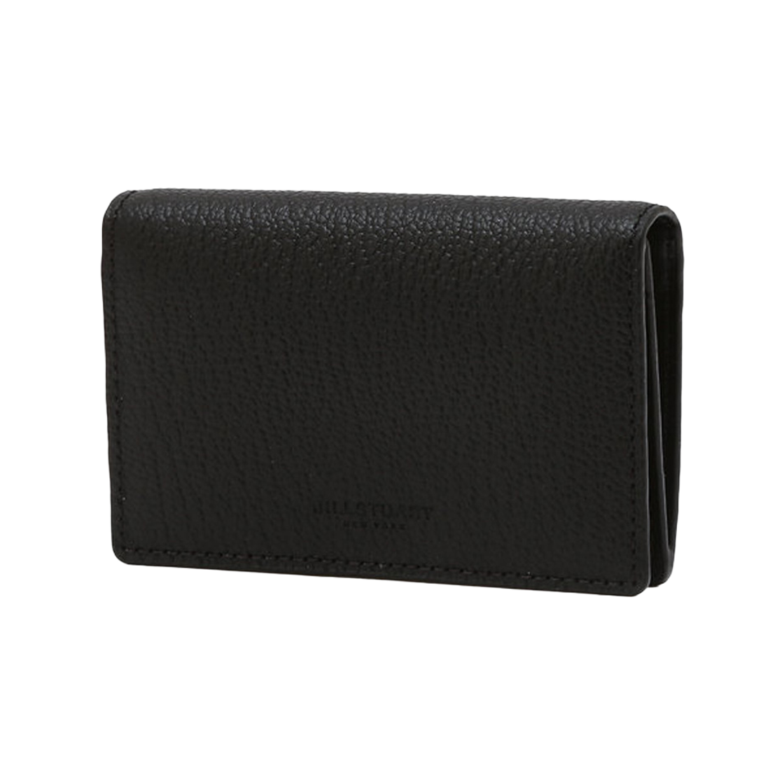 JUHO6F913BK JILLSTUART NEWYORK ACC Black Embossed Logo Cowhide Leather Business Card Holder JUHO6F913BK