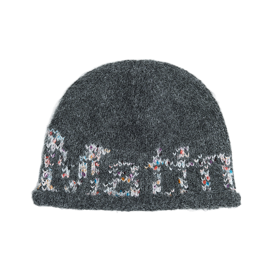 MK269OBN012MGY Matin Kim Mixed Yarn Logo Beanie In Grey