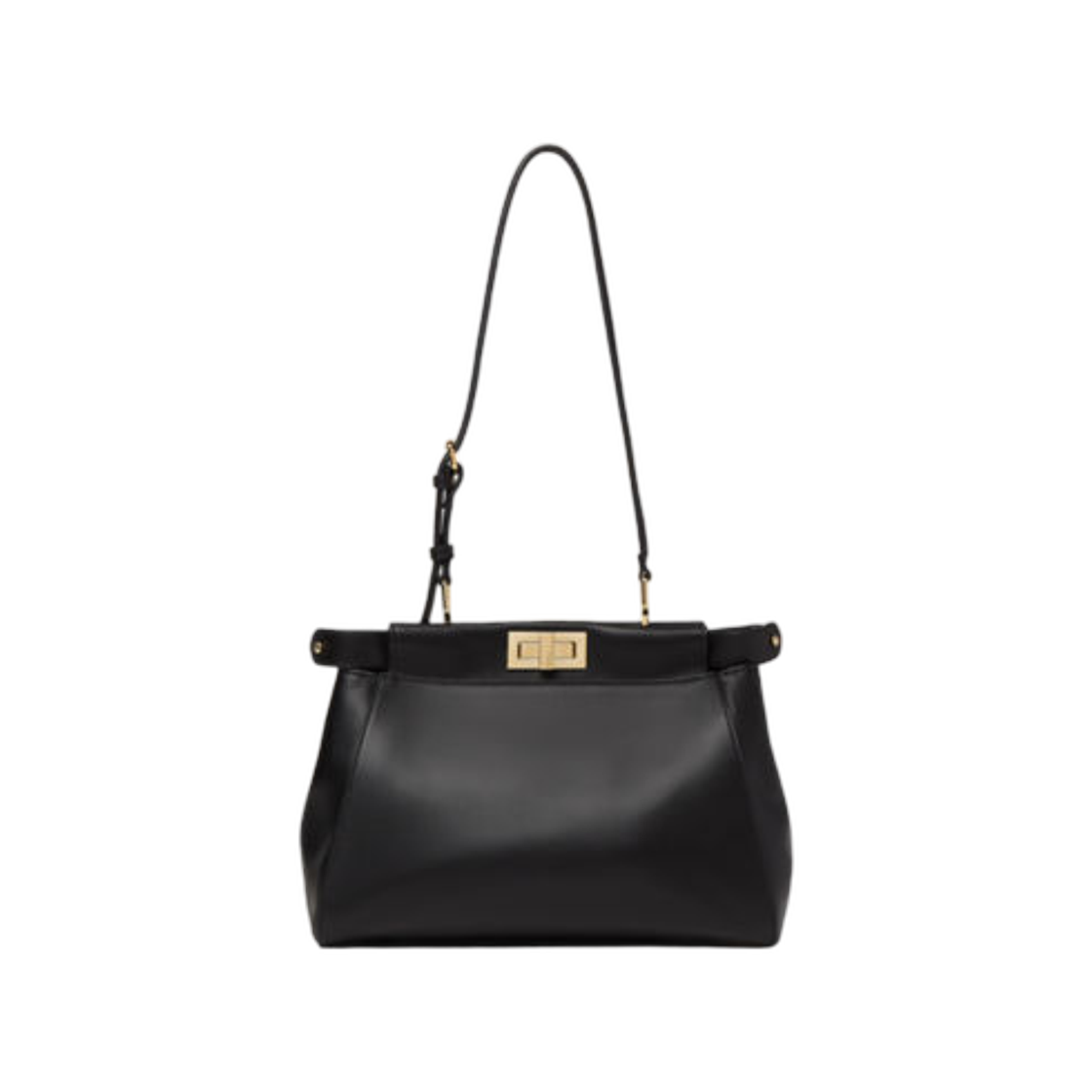 8BN374B1E6F0QA1 Fendi My Peekaboo Small Leather Bag Black