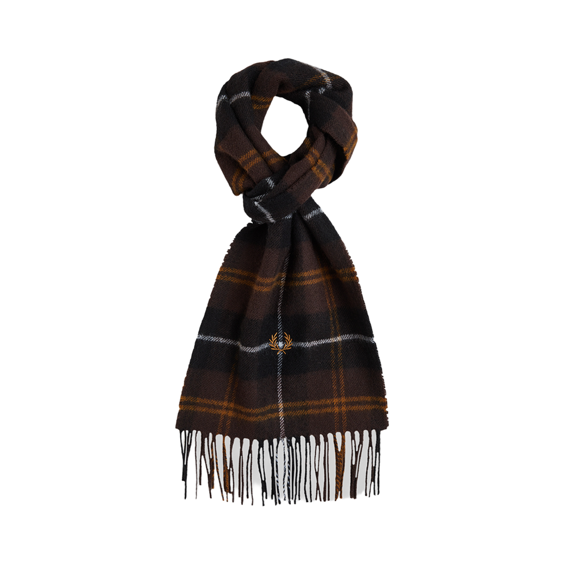 CFPU2G33339-33C Fred Perry Lambswool Tartan Scarf Rich Brown