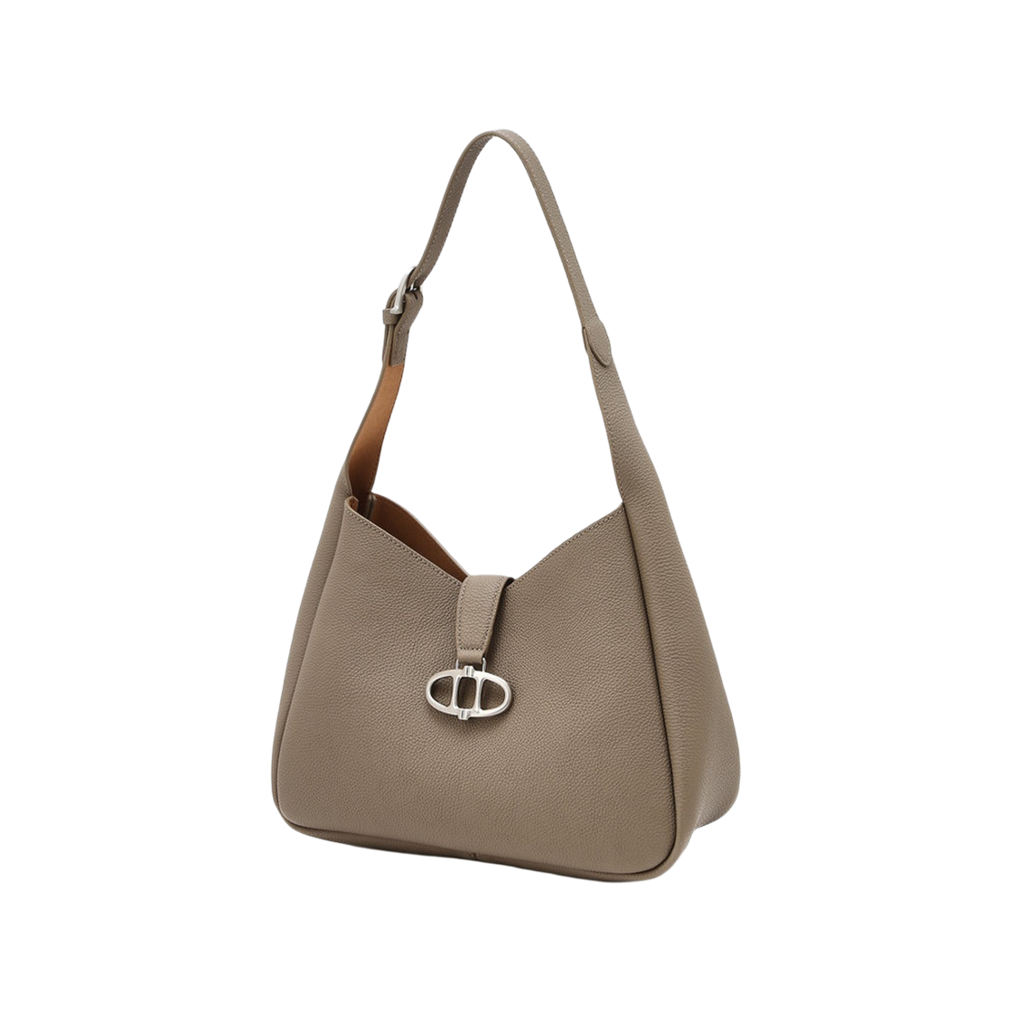 AABA6F407I2 Athe Vanessabruno Acc [Maron] Taupe Beige Shrunken Leather Hobo Bag (Silver Hardware) M Normal Beige