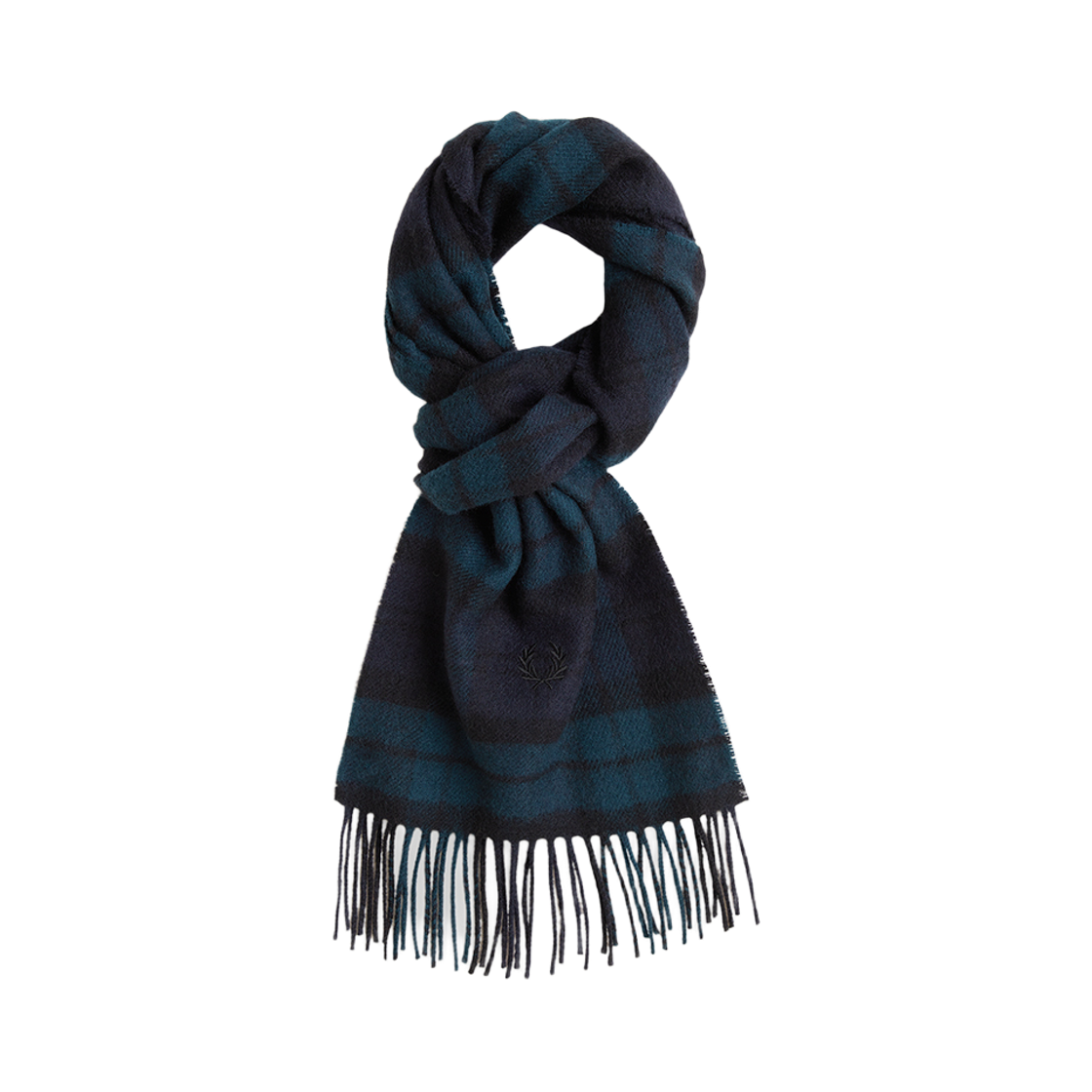 CFPU2G33342-37A Fred Perry Lambswool Tartan Scarf Blackwatch Tartan