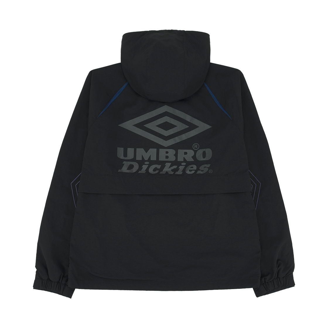 엄브로 x 디키즈 x 수원 삼성 블루윙즈 블루 벤틸레이션 후드 우븐 자켓 블랙(Umbro x Dickies x Suwon Samsung Bluewings Blue Ventilation Hooded Woven Jacket Black)
