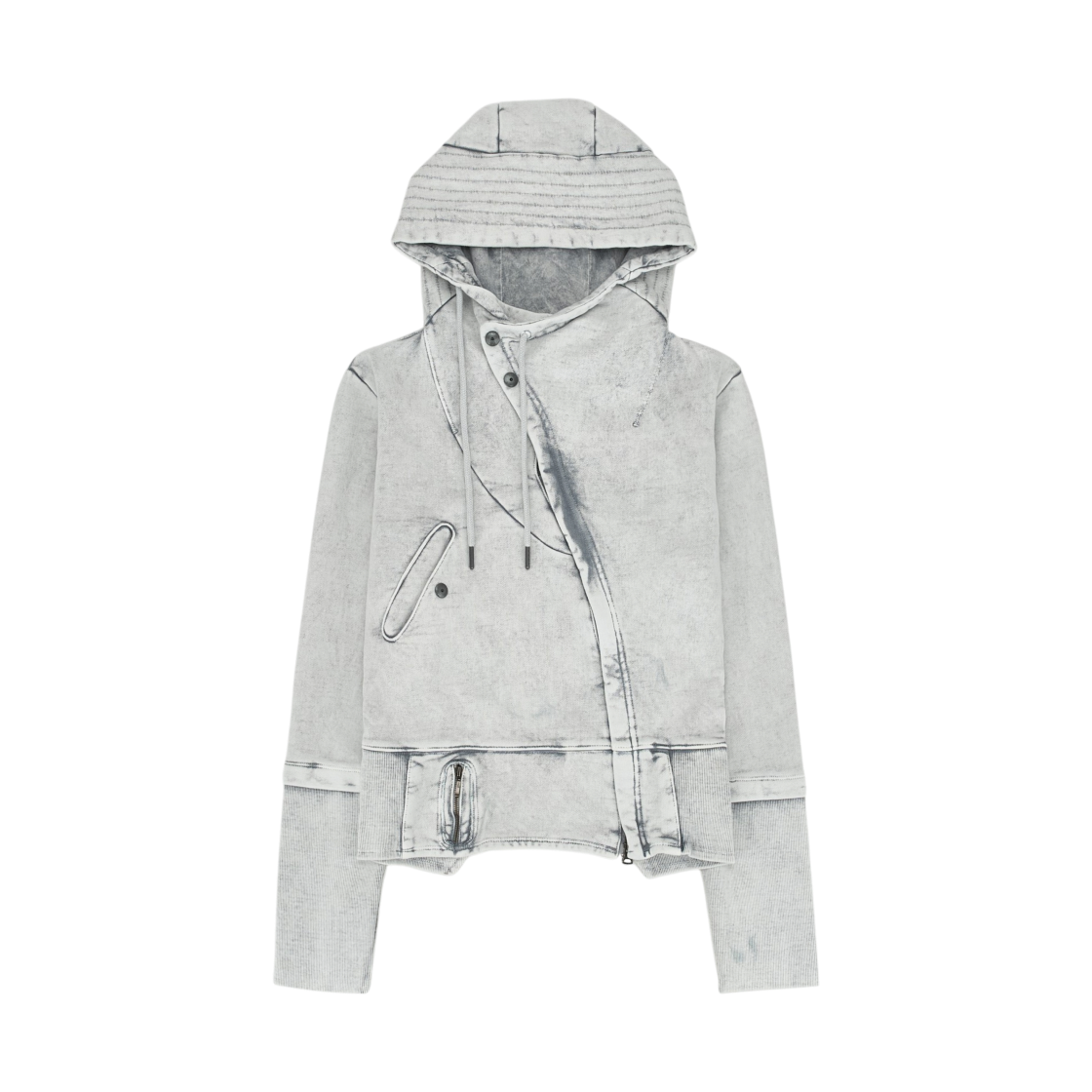 (W) 미스치프 어시메트릭 후드 집업 워시드 그레이((W) Mischief Asymmetric Hoodie Zip-Up Washed Grey)